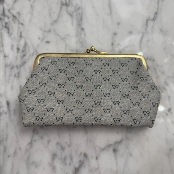 EXCELLENT Vintage 1970s VR Gray Patterned Clutch Coin Purse - Picture 6 of 6